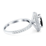 Oval Natural Stone Halo Wedding Ring