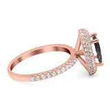 Oval Natural Stone Halo Wedding Ring