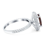 Oval Natural Stone Halo Wedding Ring