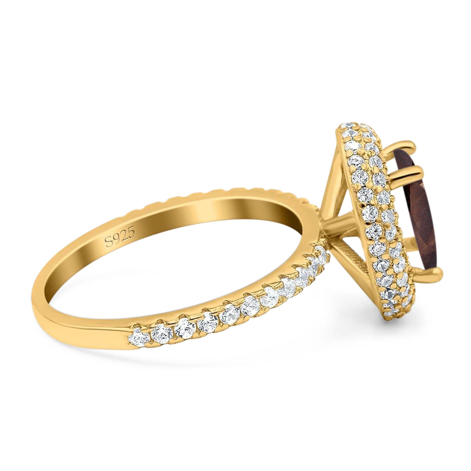 Oval Natural Stone Halo Wedding Ring