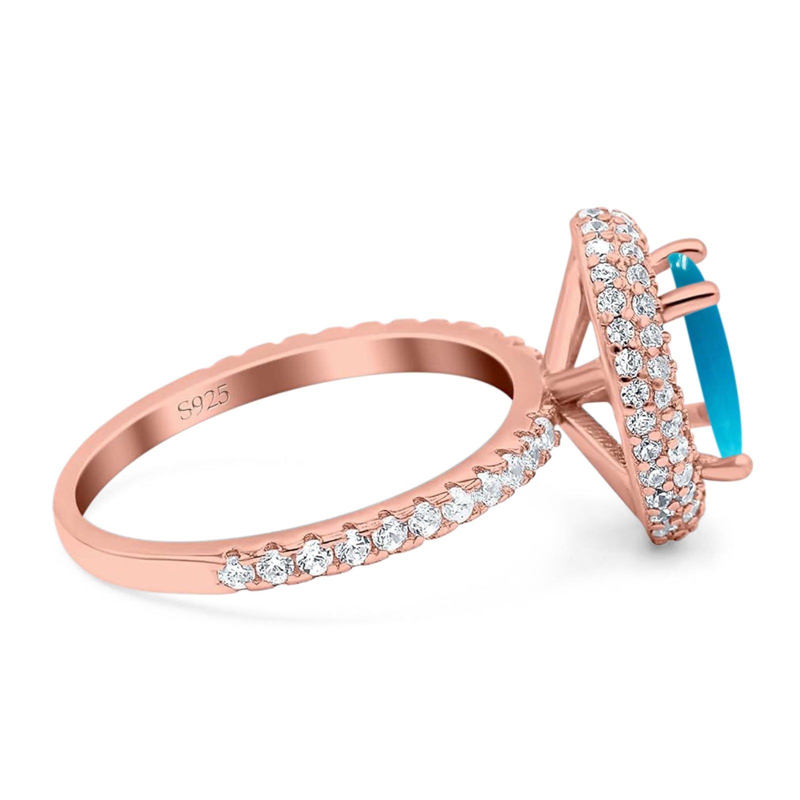 Oval Natural Stone Halo Wedding Ring