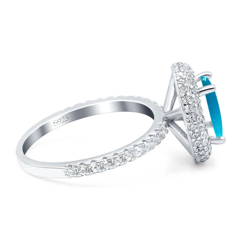 Oval Natural Stone Halo Wedding Ring