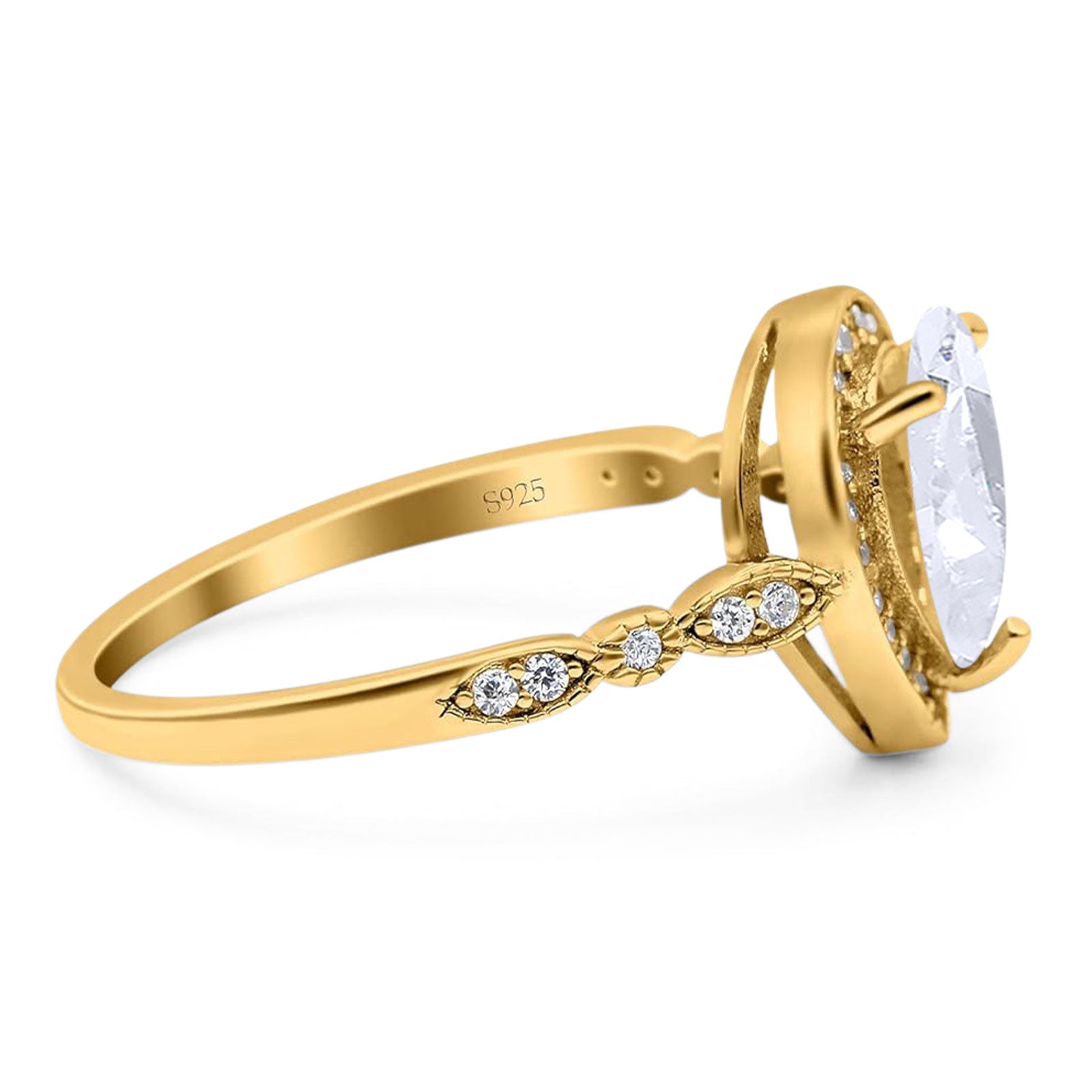 Pear Teardrop Natural Stone Wedding Ring