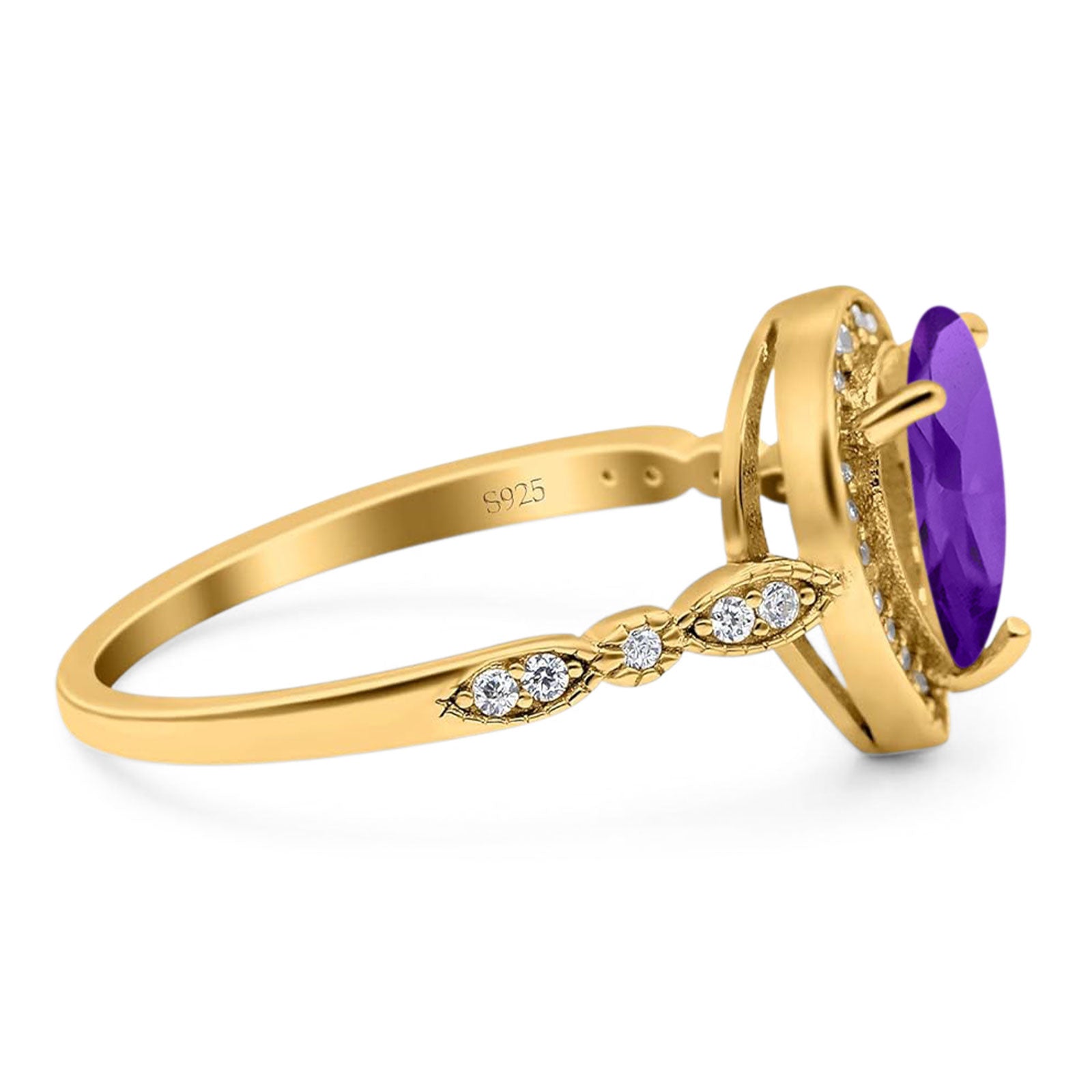 Pear Teardrop Natural Stone Wedding Ring