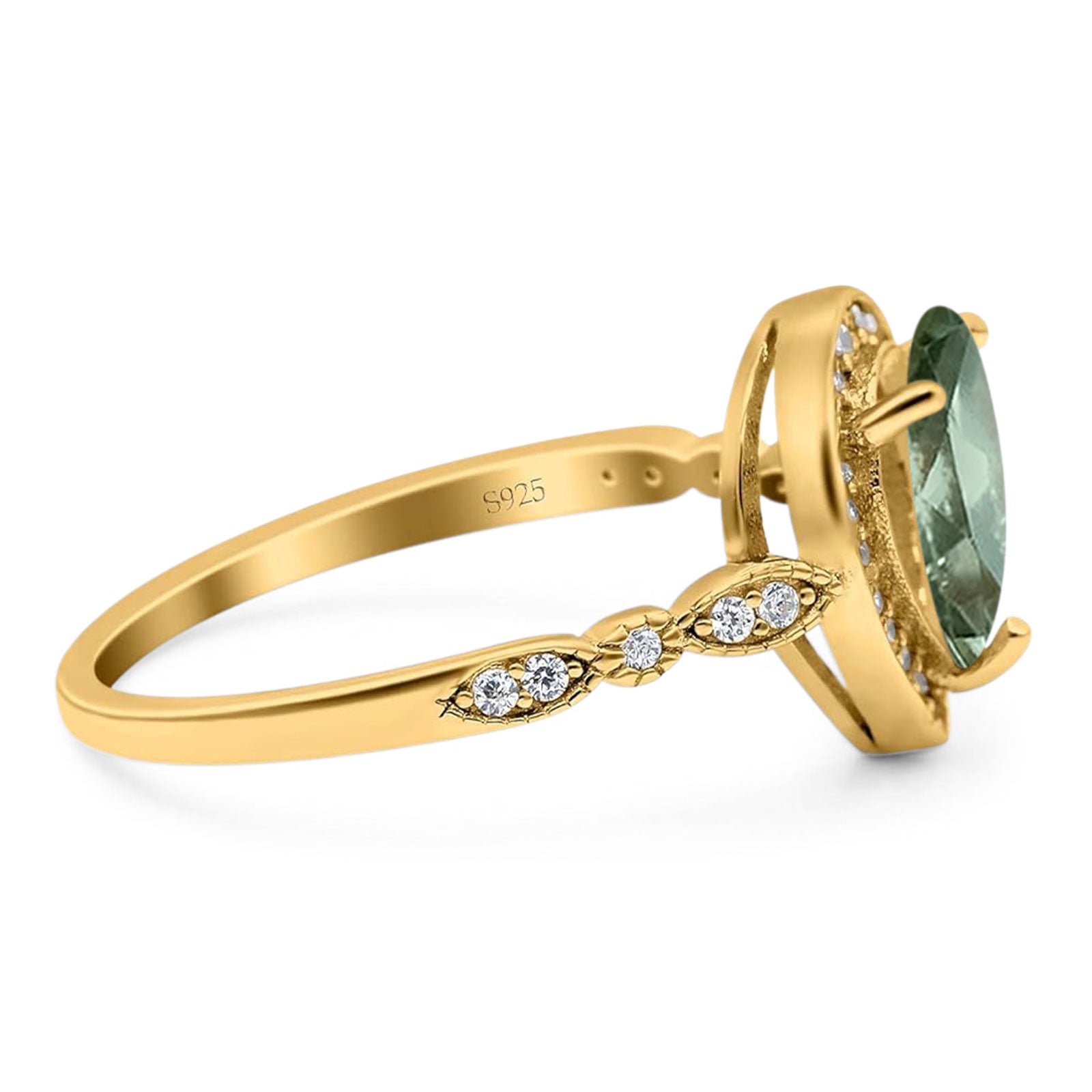 Pear Teardrop Natural Stone Wedding Ring