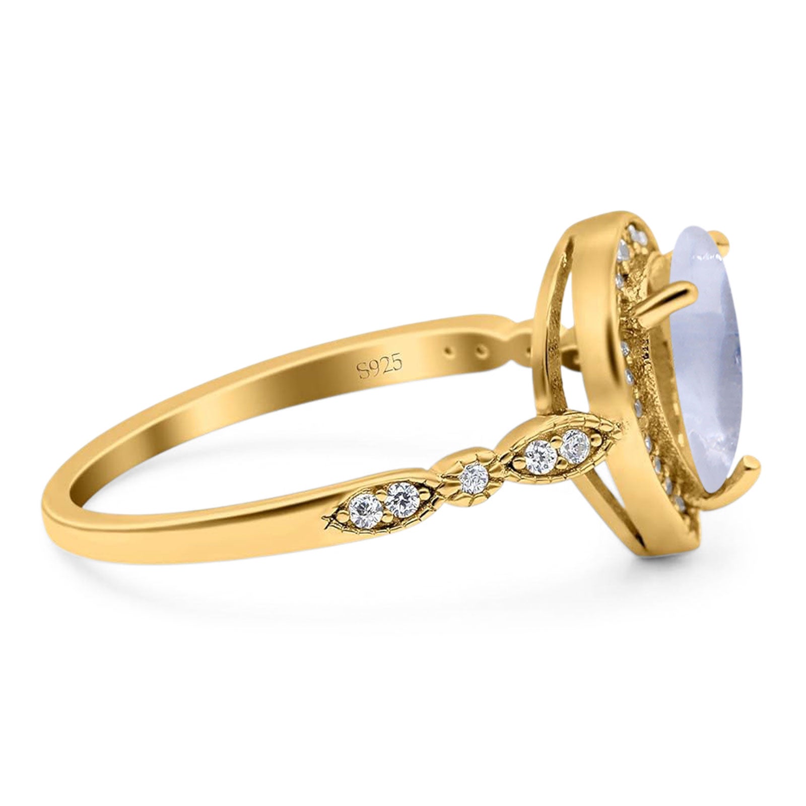 Pear Teardrop Natural Stone Wedding Ring