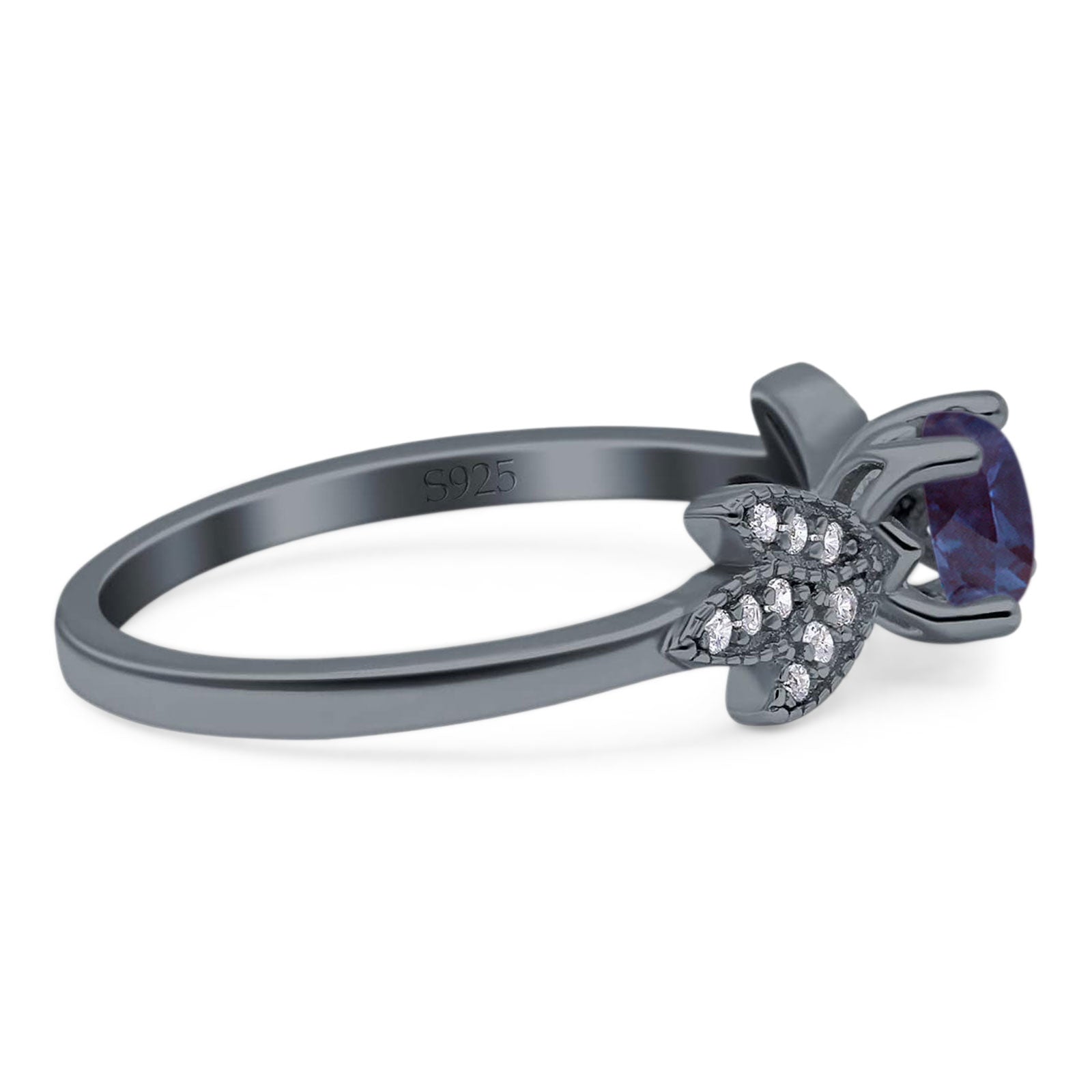 Art Deco Round Natural Stone Floral Ring