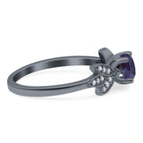 Art Deco Round Natural Stone Floral Ring