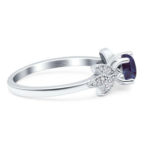 Art Deco Round Natural Stone Floral Ring