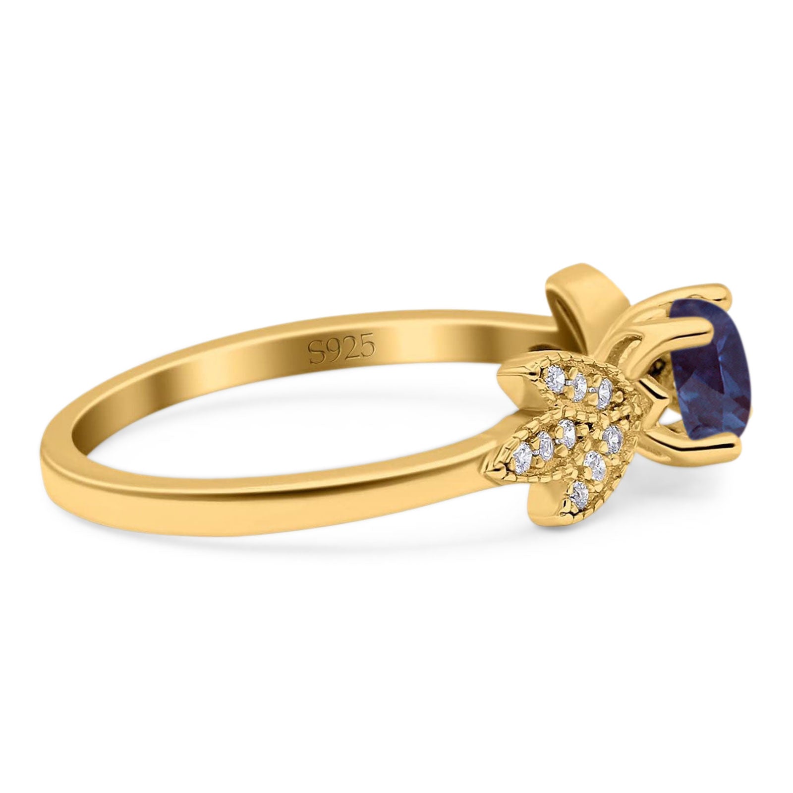 Art Deco Round Natural Stone Floral Ring