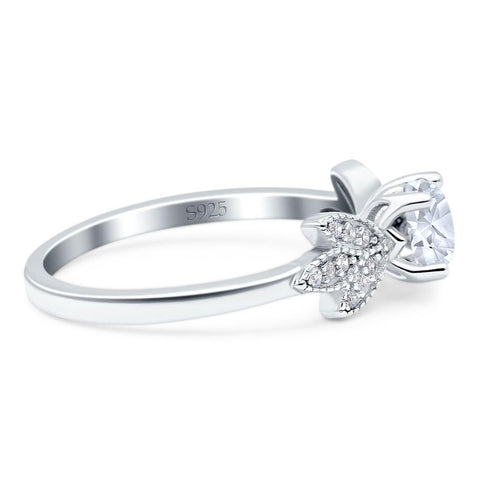 Art Deco Round Natural Stone Floral Ring