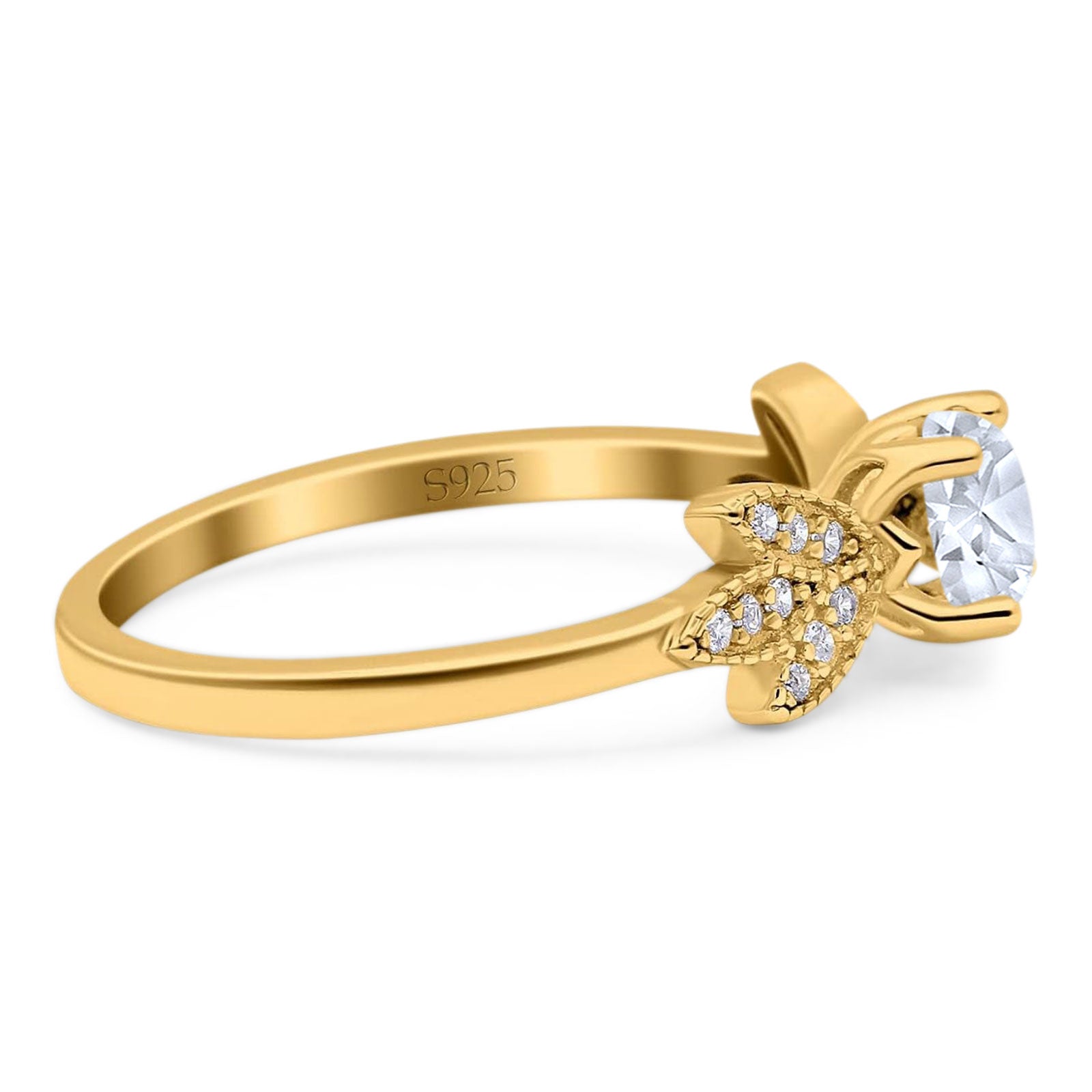 Art Deco Round Natural Stone Floral Ring