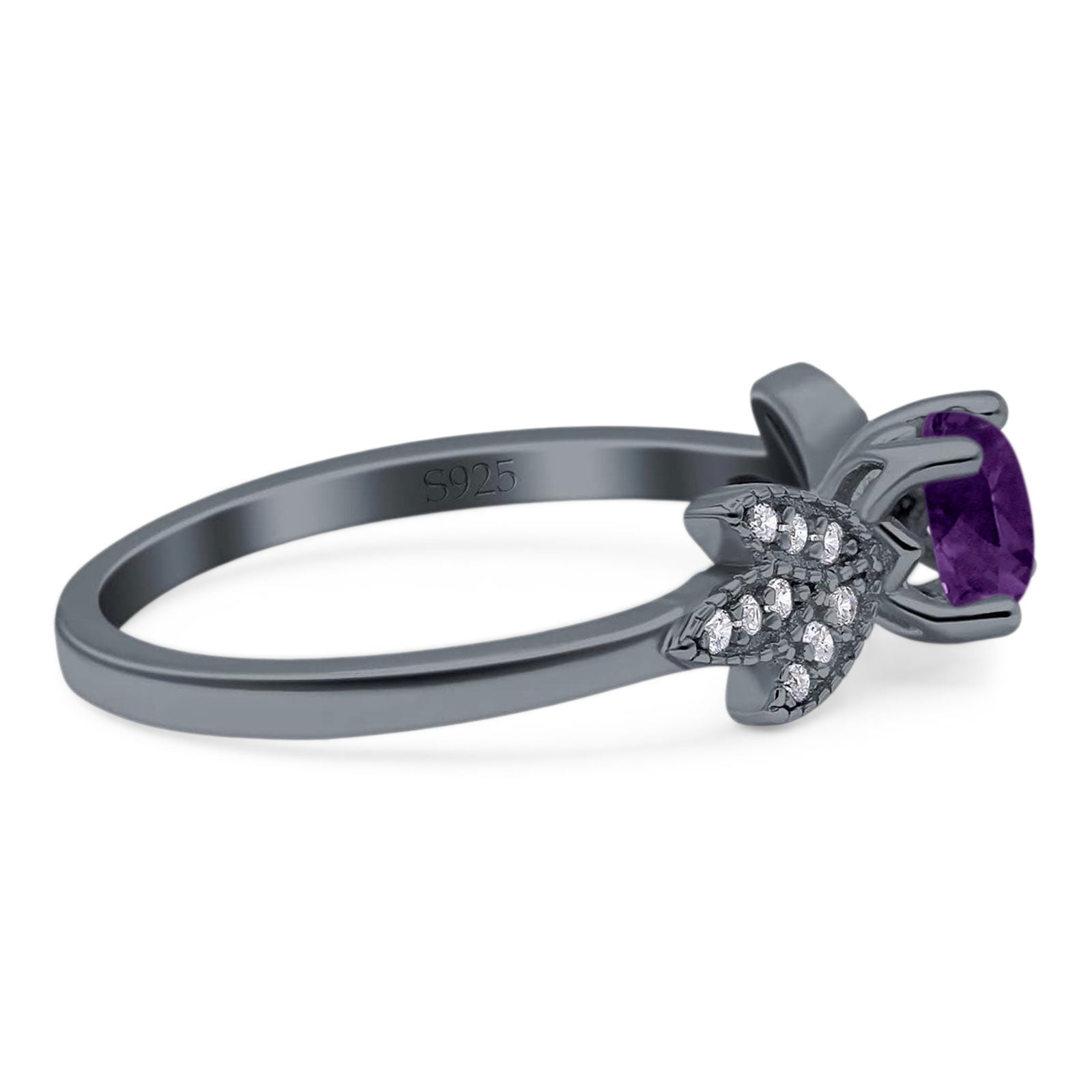 Art Deco Round Natural Stone Floral Ring