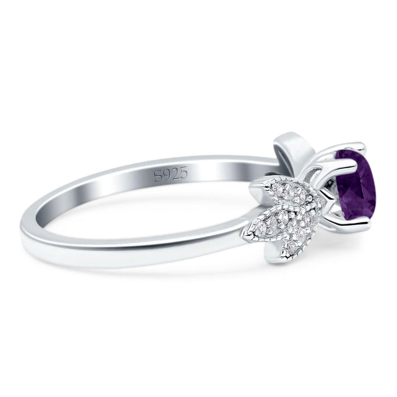 Art Deco Round Natural Stone Floral Ring