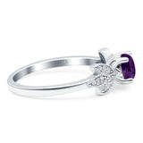 Art Deco Round Natural Stone Floral Ring