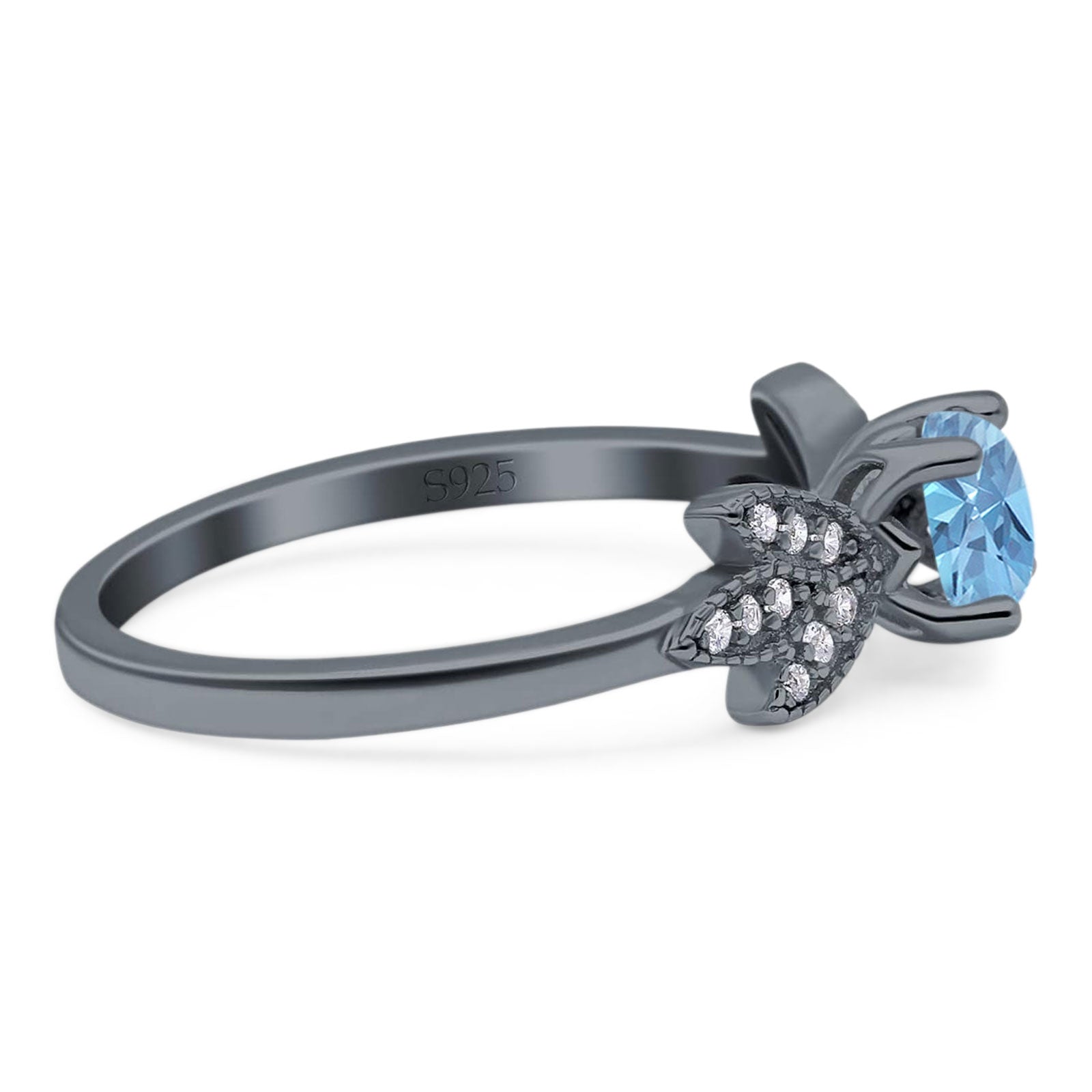 Art Deco Round Natural Stone Floral Ring