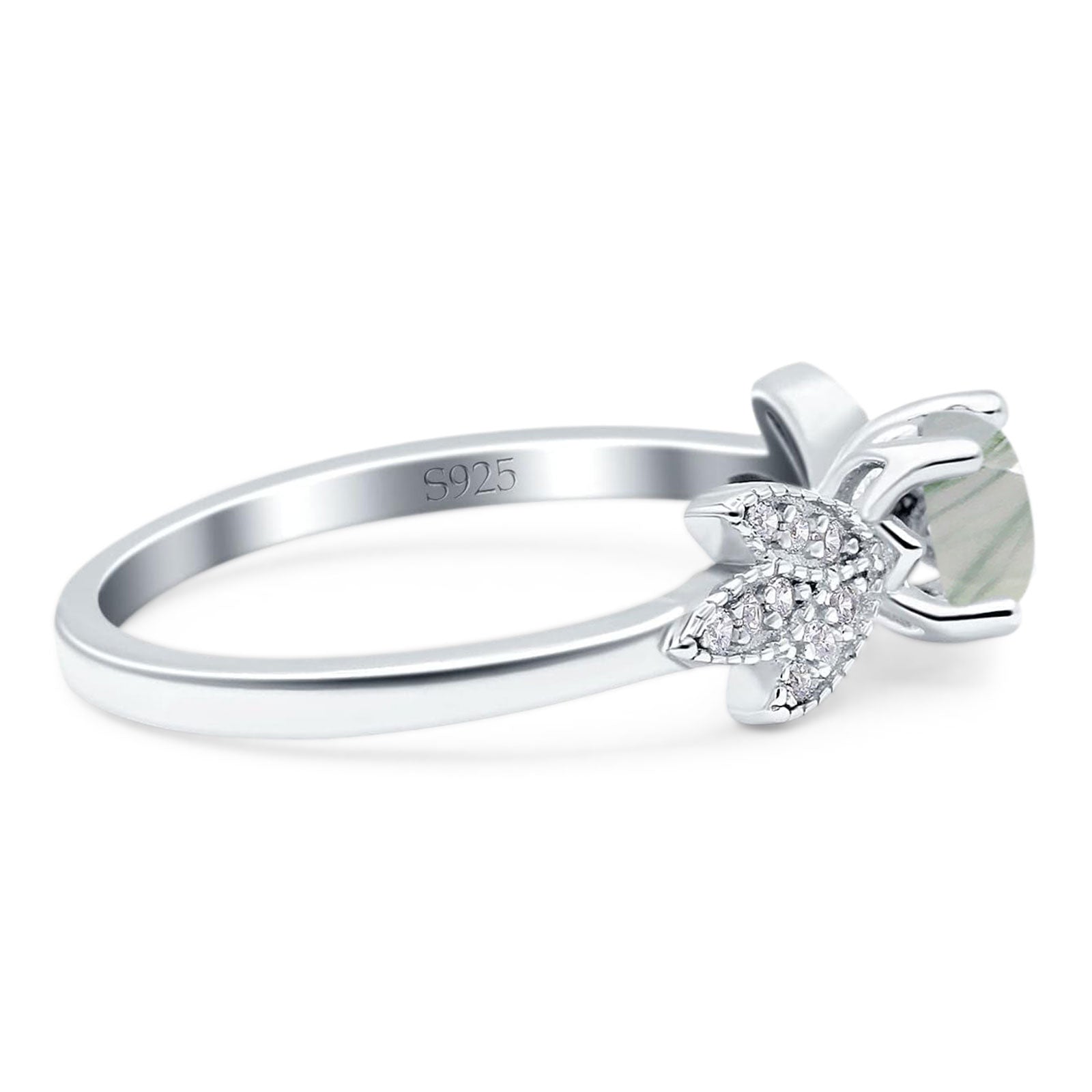 Art Deco Round Natural Stone Floral Ring