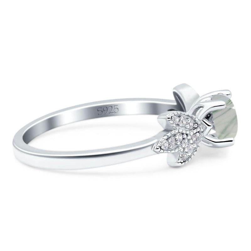 Art Deco Round Natural Stone Floral Ring