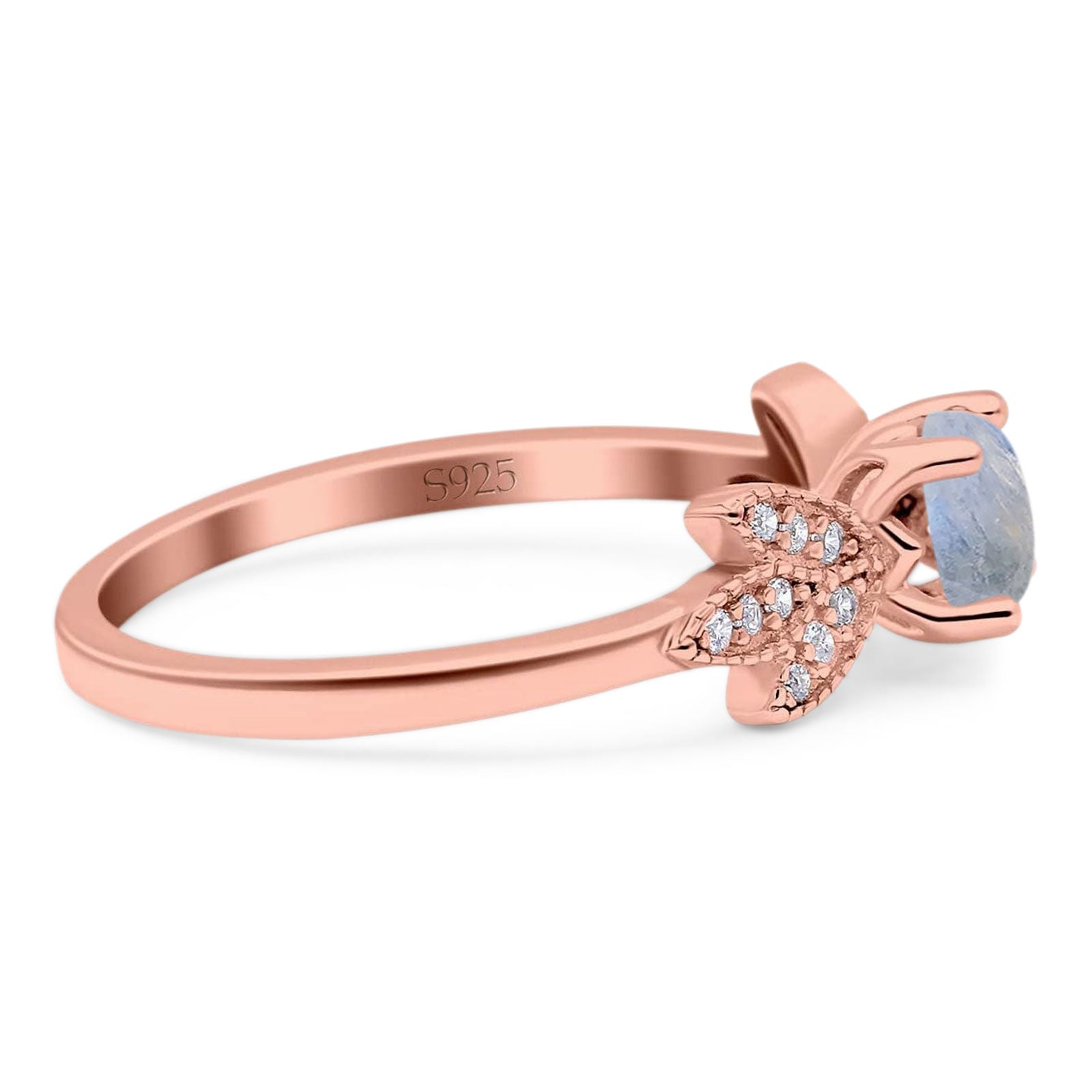 Art Deco Round Natural Stone Floral Ring