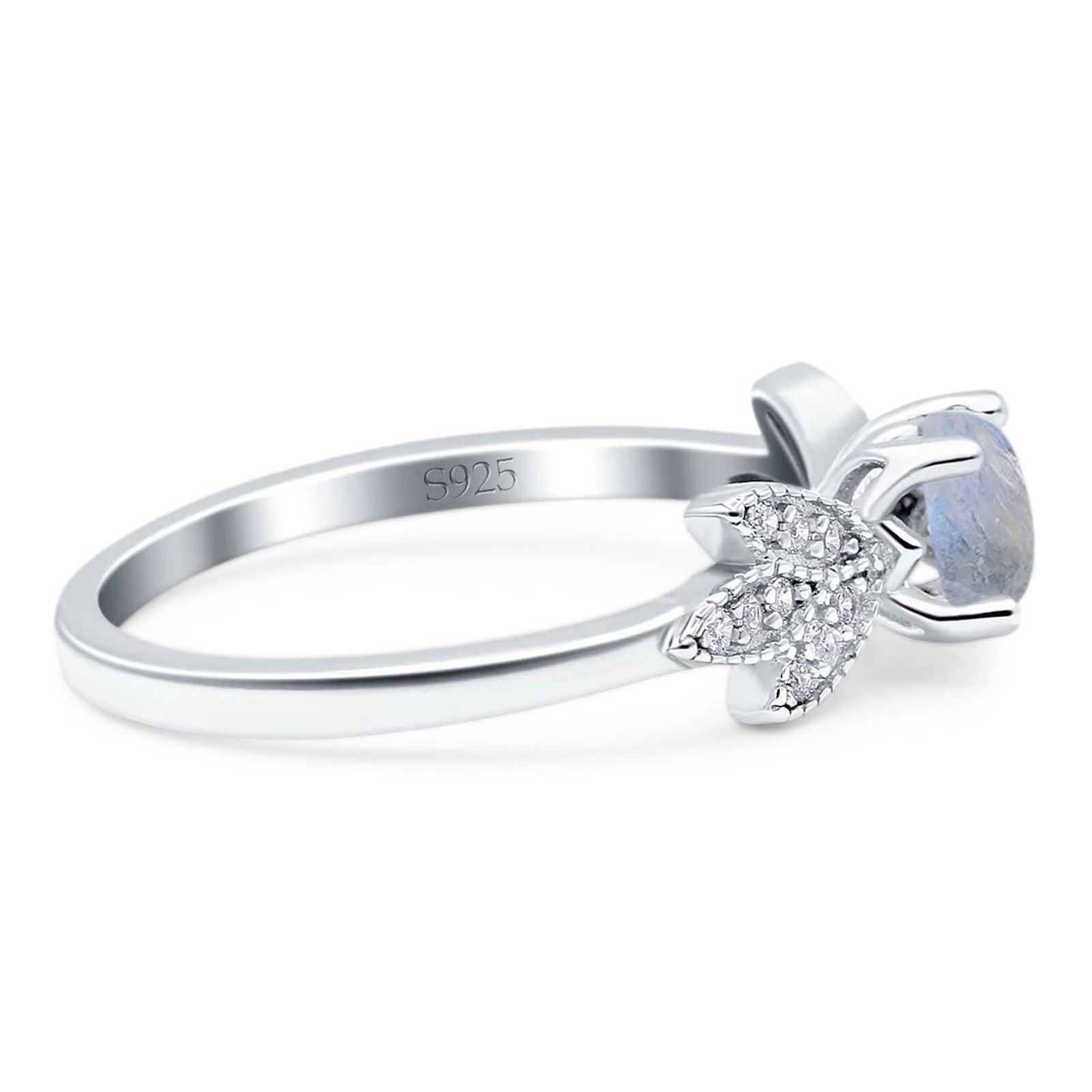 Art Deco Round Natural Stone Floral Ring