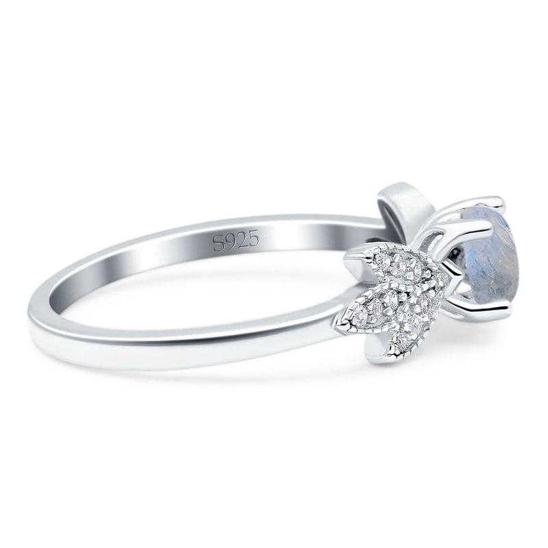 Art Deco Round Natural Stone Floral Ring