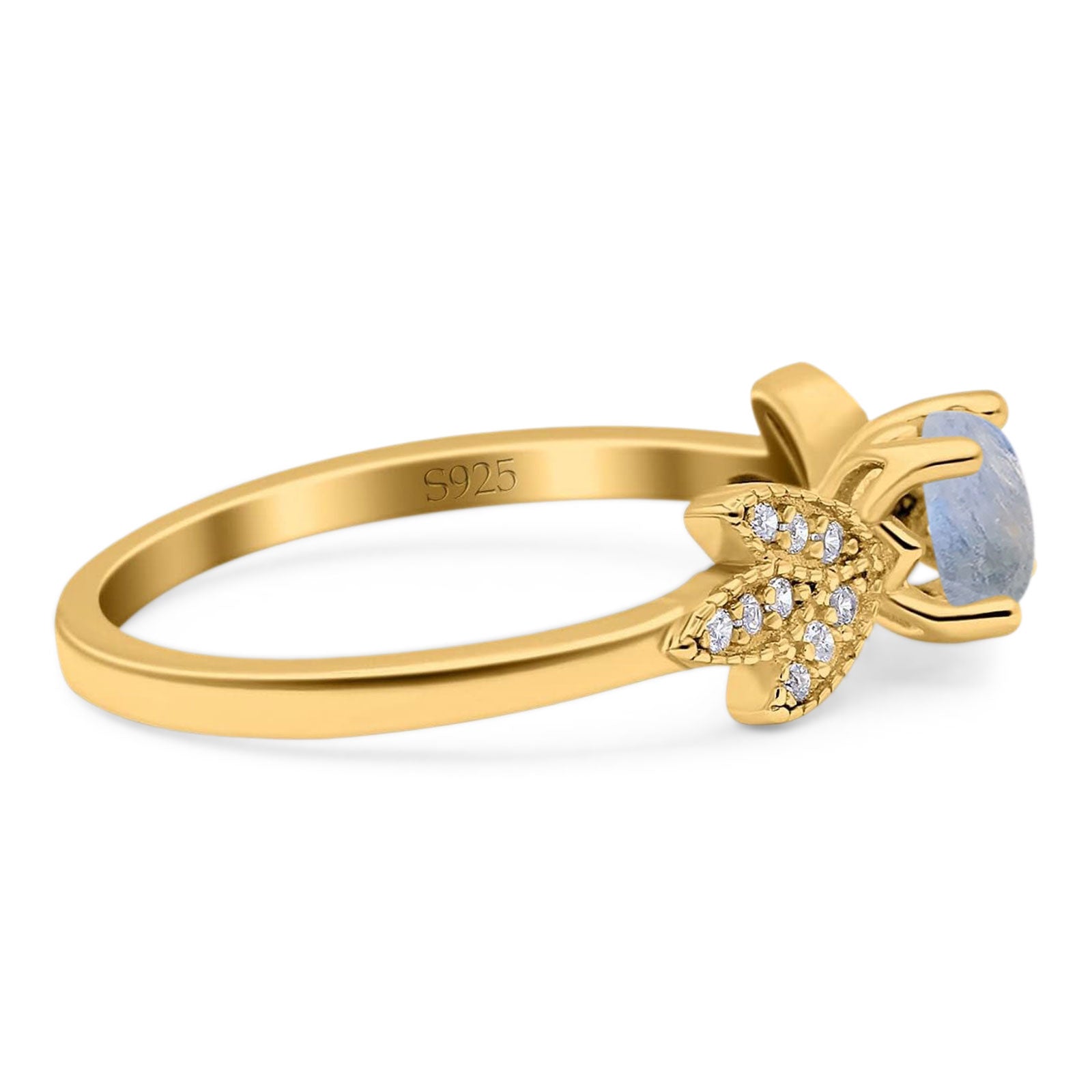 Art Deco Round Natural Stone Floral Ring