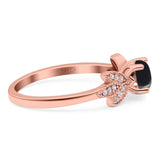 Art Deco Round Natural Stone Floral Ring