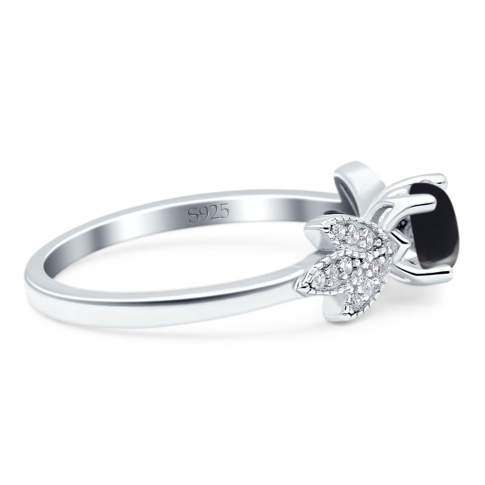 Art Deco Round Natural Stone Floral Ring