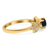 Art Deco Round Natural Stone Floral Ring