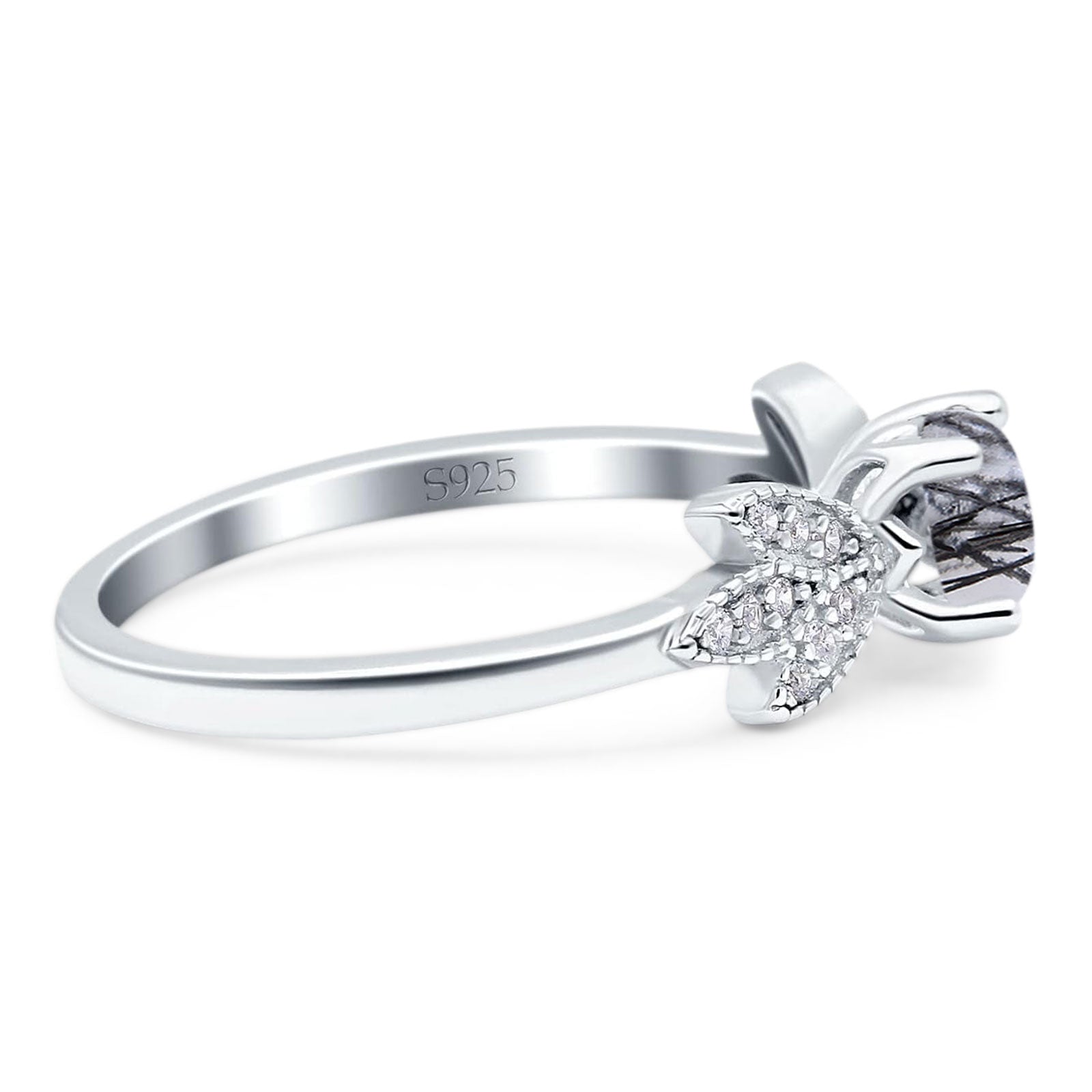 Art Deco Round Natural Stone Floral Ring