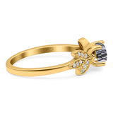 Art Deco Round Natural Stone Floral Ring