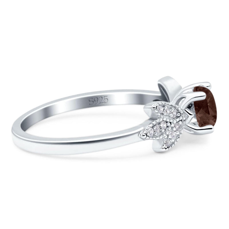 Art Deco Round Natural Stone Floral Ring