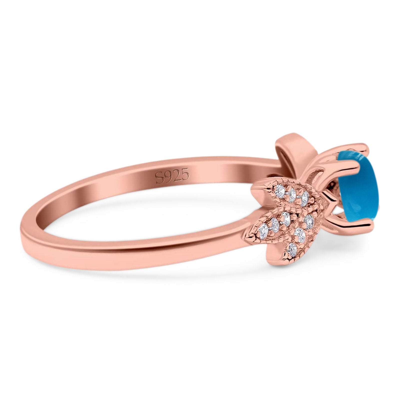 Art Deco Round Natural Stone Floral Ring