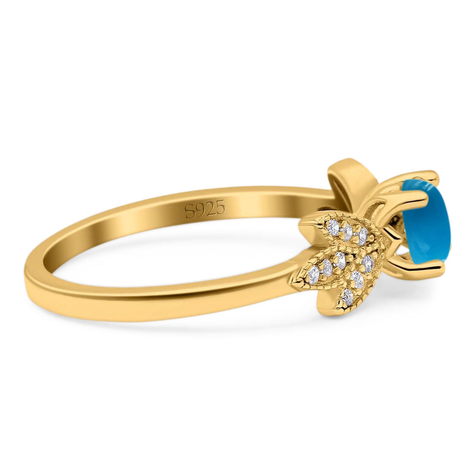 Art Deco Round Natural Stone Floral Ring