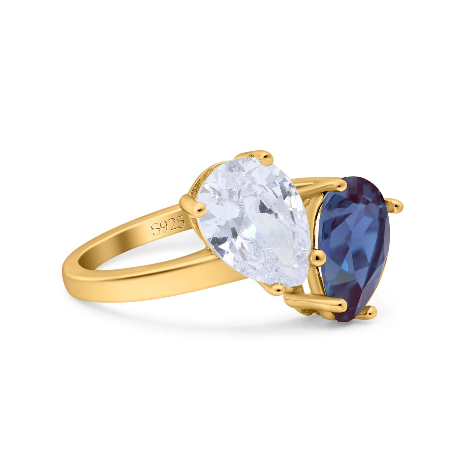 Pear Teardrop Natural Stone Wedding Ring