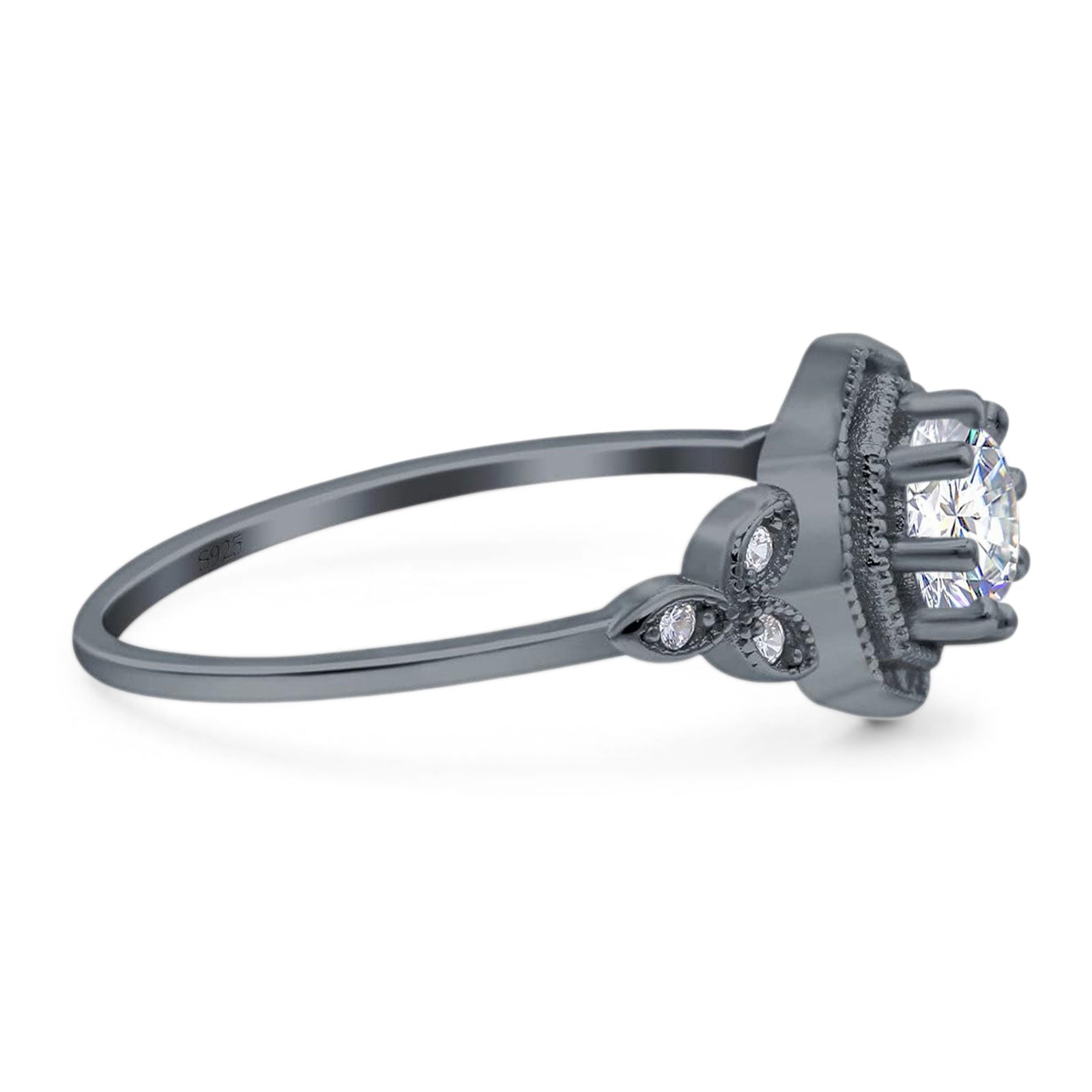 Art Deco Round Natural Stone Beaded Ring