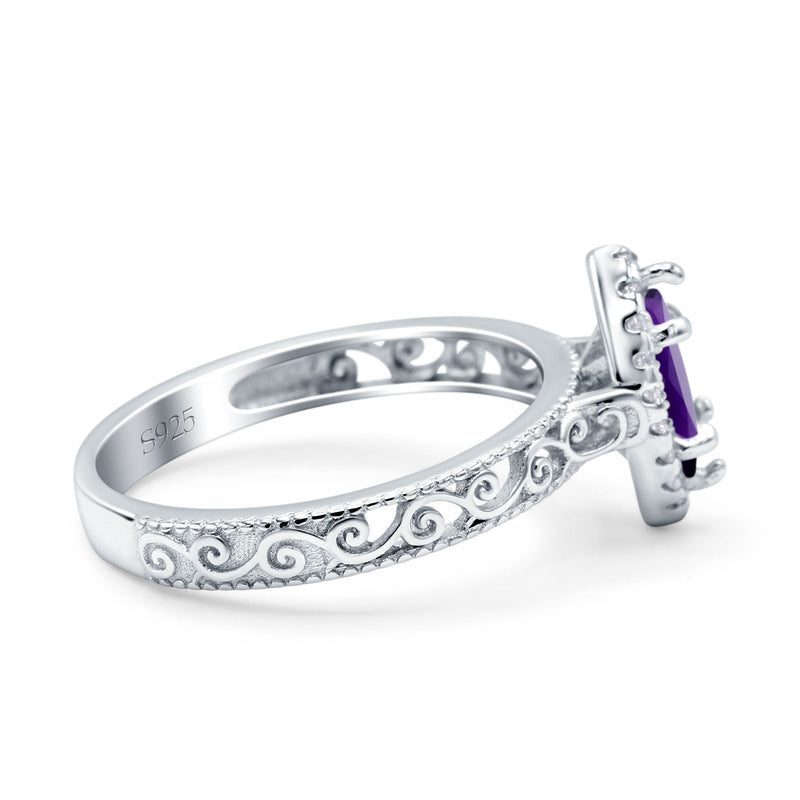 Marquise Halo Filigree Ring
