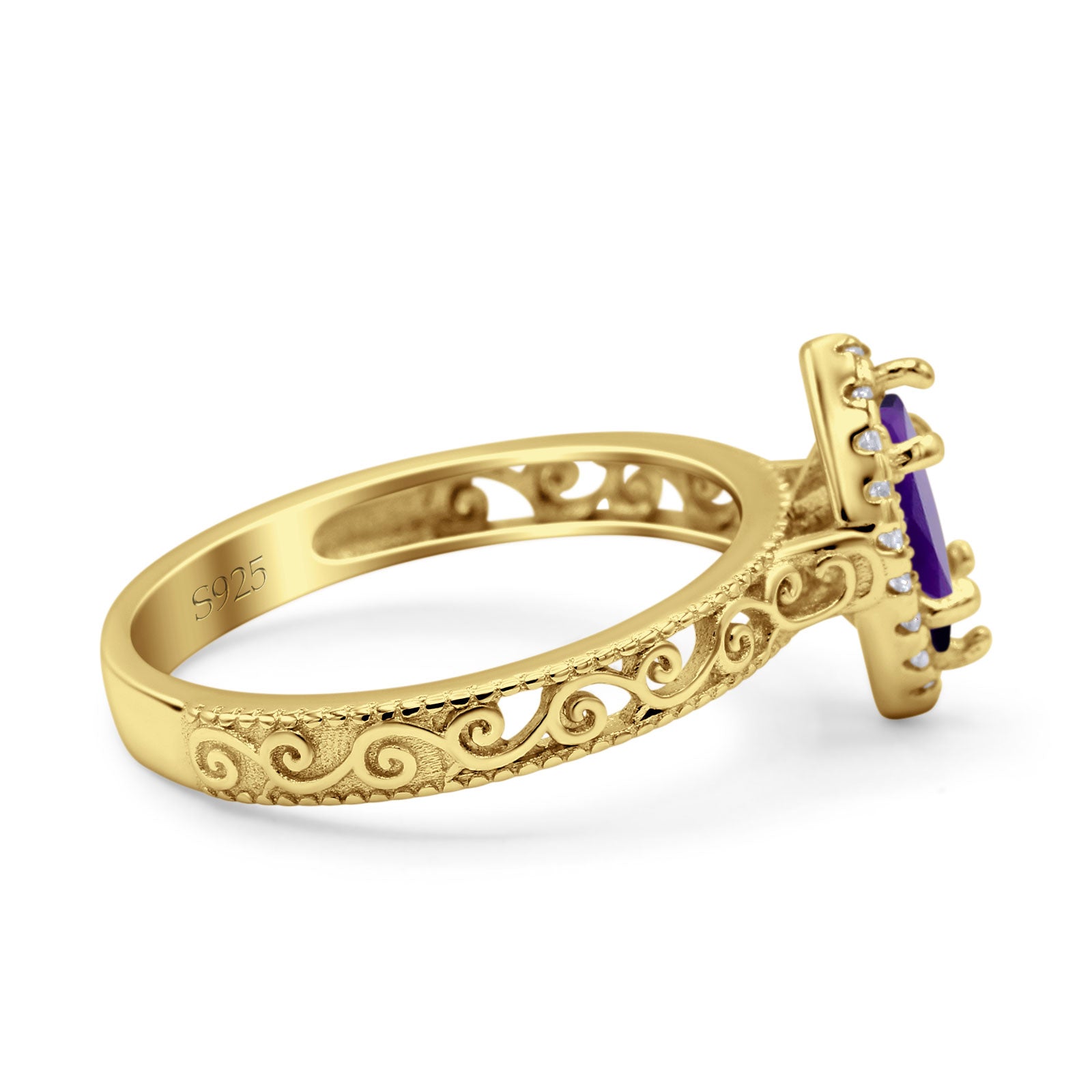 Marquise Halo Filigree Ring