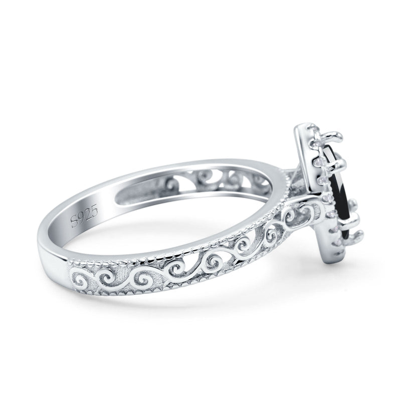 Marquise Halo Filigree Ring