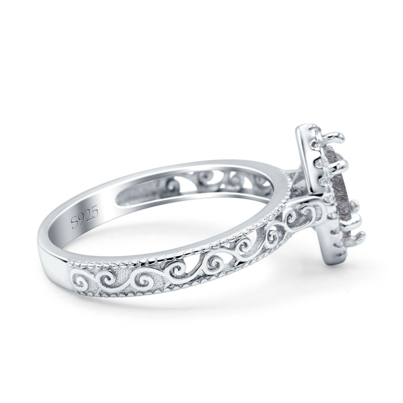 Marquise Halo Filigree Ring