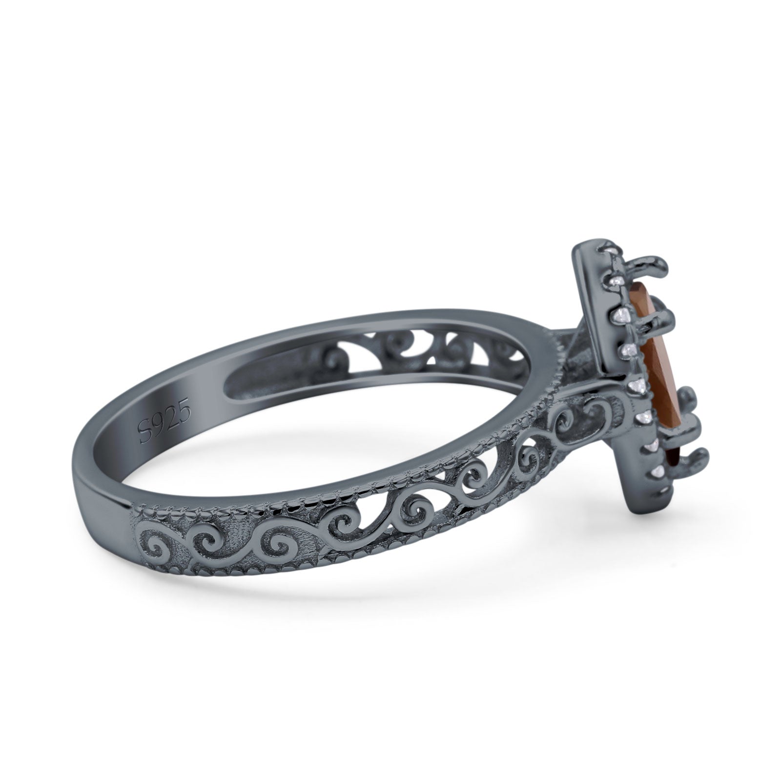 Marquise Halo Filigree Ring