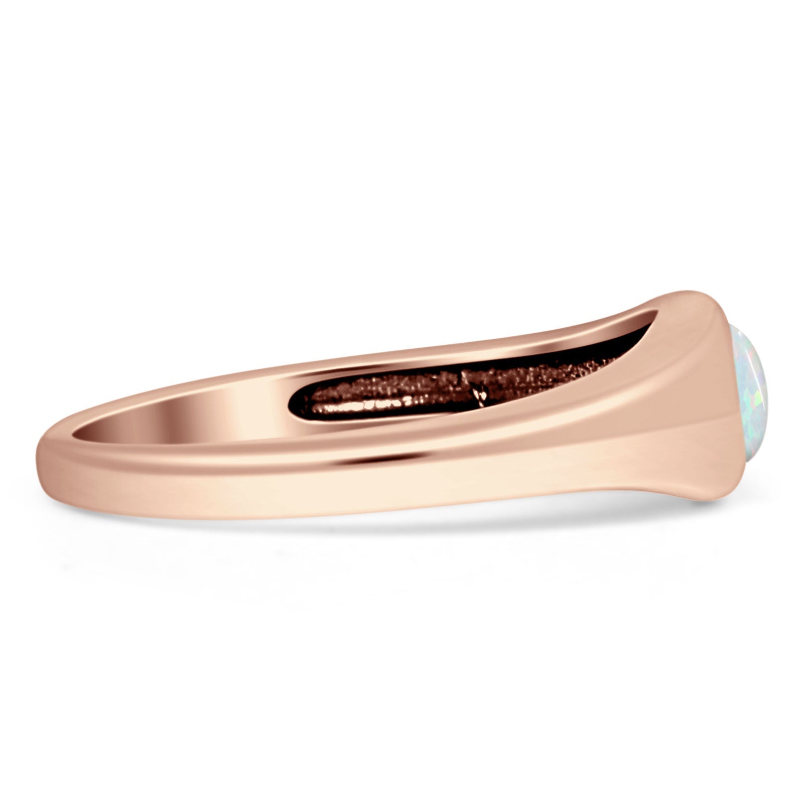 Oval 6mm Lab Created White Opal Signet Bold Ring Solitaire 925 Sterling Silver