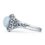 Oxidized Oval Larimar Twisted Ring