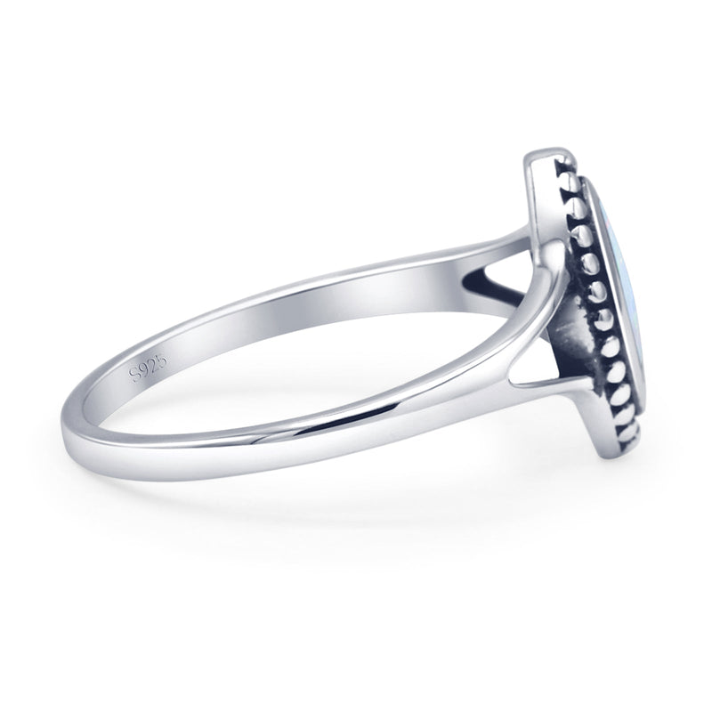 Marquise Lab Created White Opal Ring