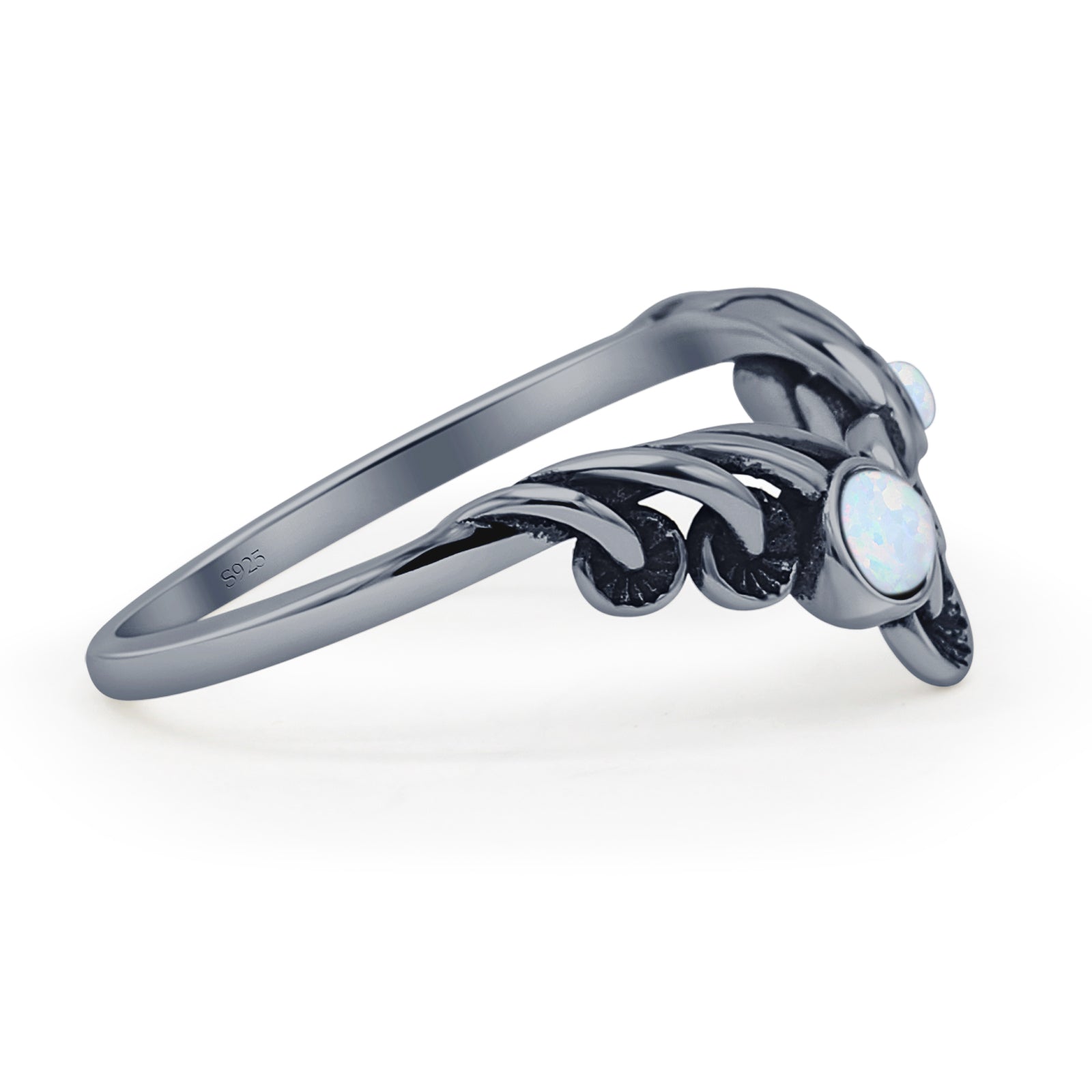 Oxidized Mushroom Chevron Ring