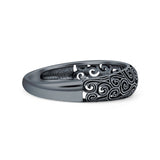 Minimalist 5mm Swirl Filigree Band Oxidized 925 Sterling Silver