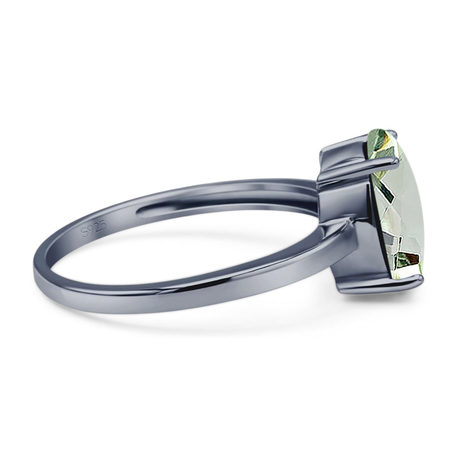 Art Deco Oval Natural Stone Solitaire Ring