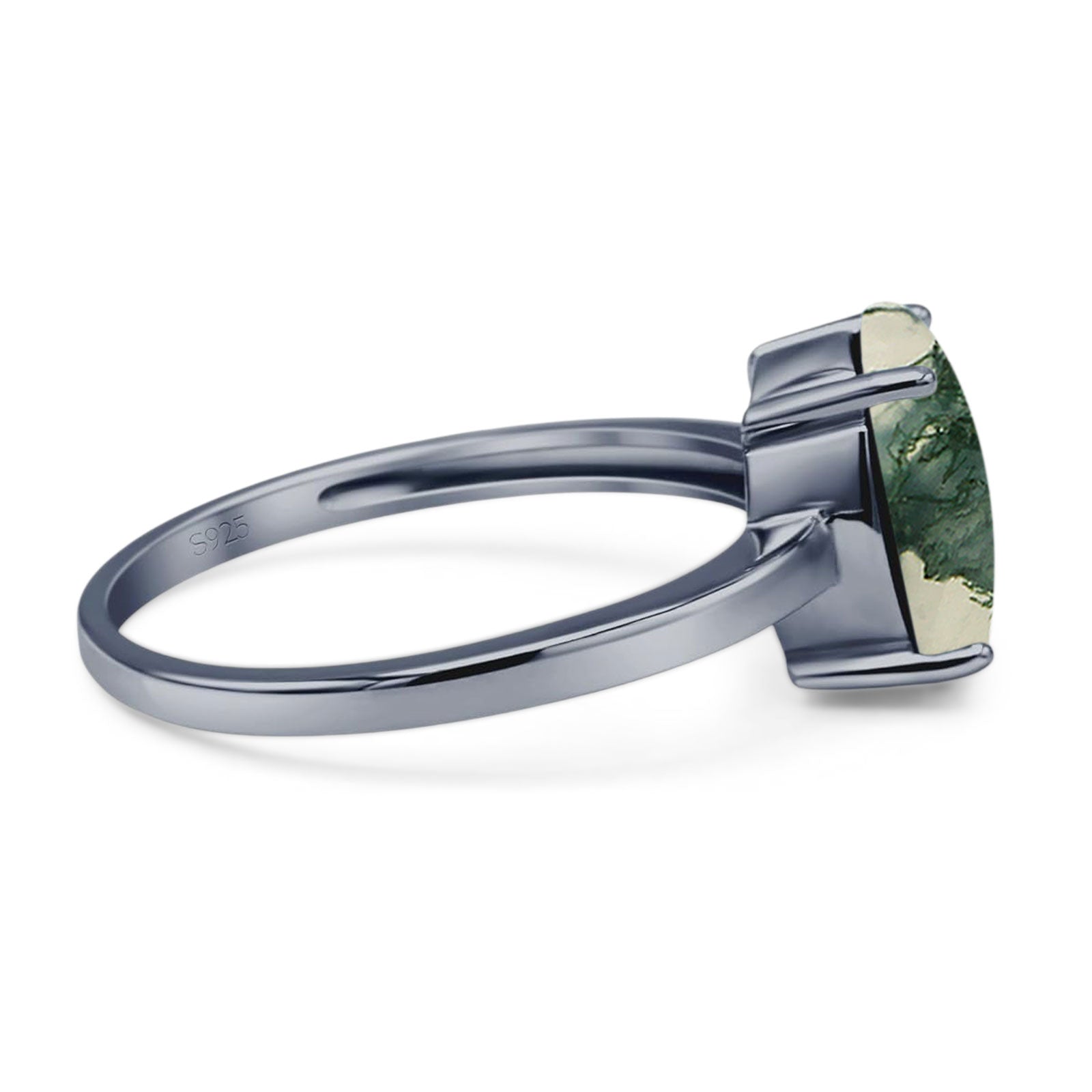 Art Deco Oval Natural Stone Solitaire Ring