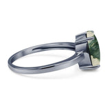 Art Deco Oval Natural Stone Solitaire Ring