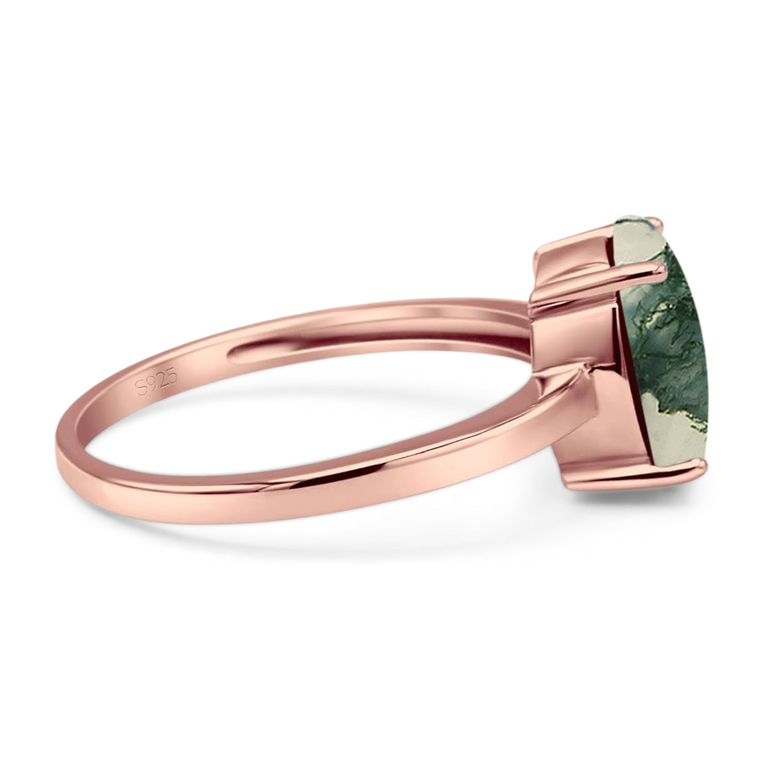 Art Deco Oval Natural Stone Solitaire Ring